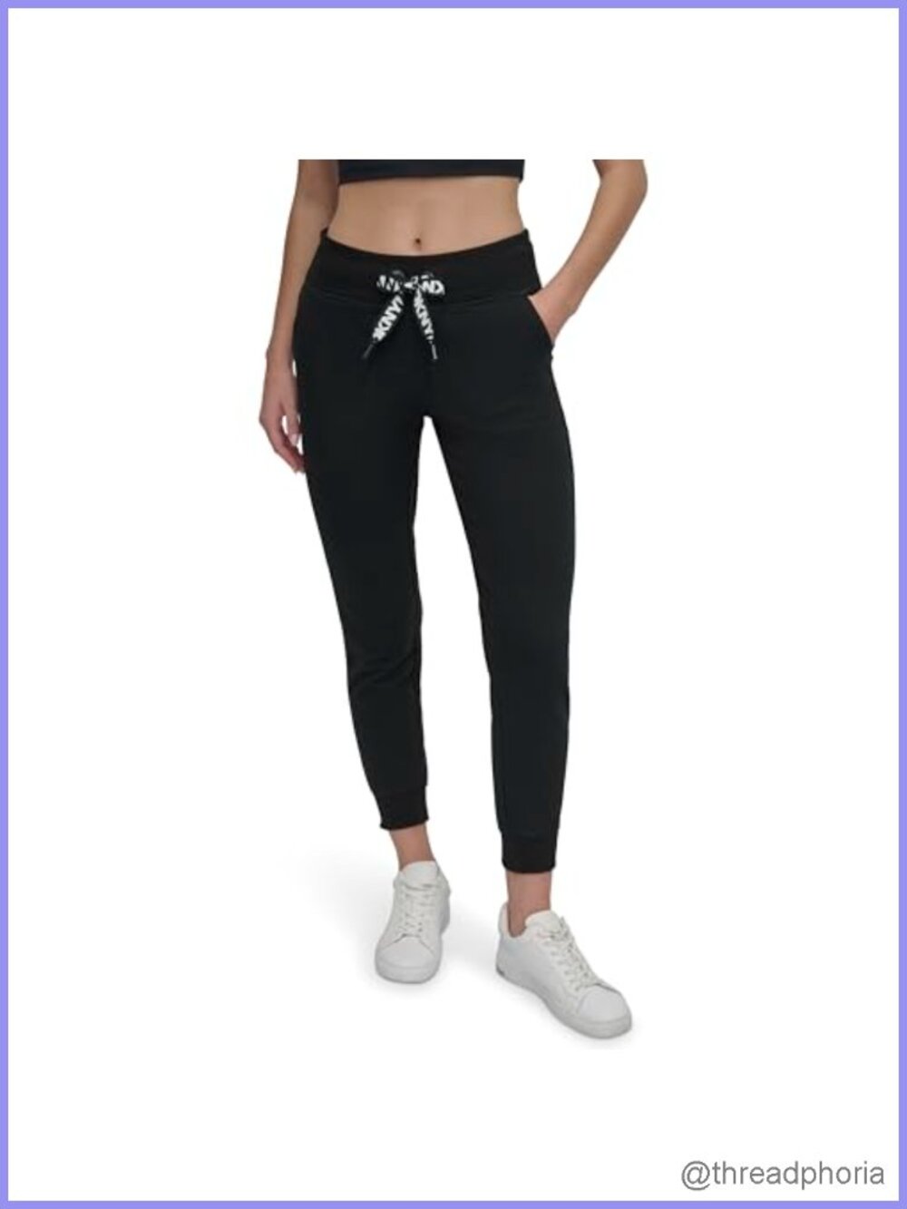 DKNY Two Tone Logo Drawcord Jogger Sweatpant Soft Pockets
